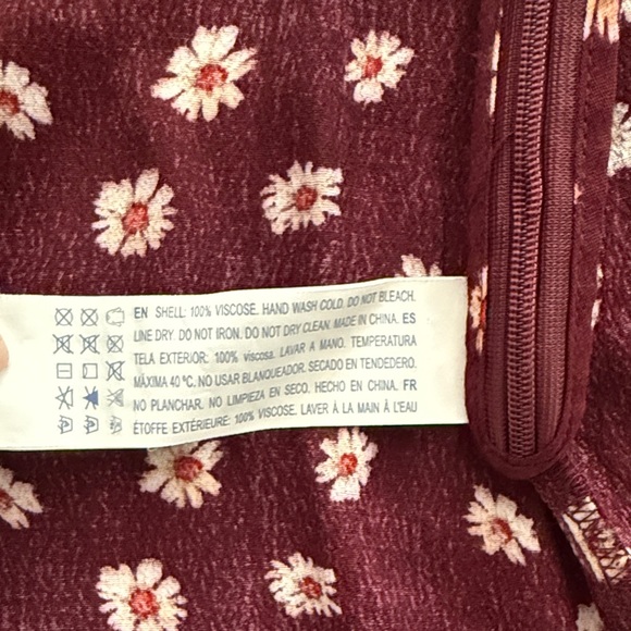 Forever 21 Juniors Burgundy Short Sleeve Button Up Floral Mini Dress Size S - Picture 9 of 13